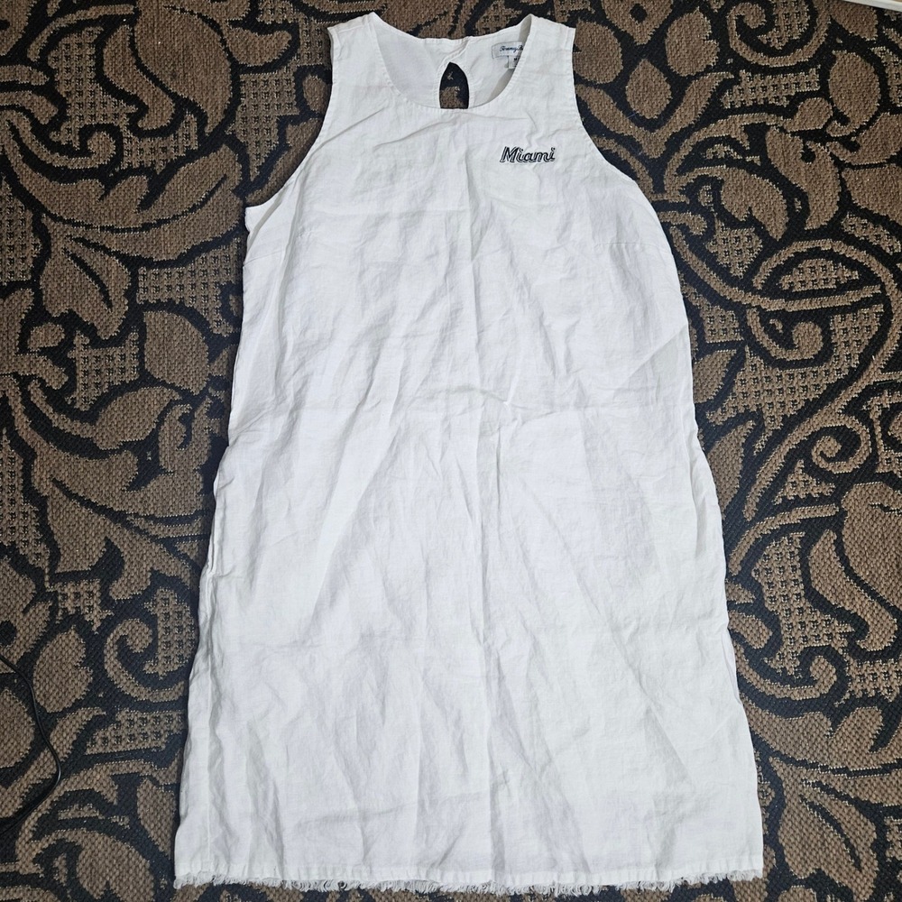Tommy Bahama White Mini Dress with 'Miami' Embroidery size M